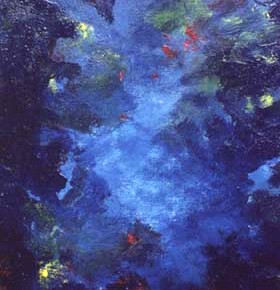 Centre-Lumière-Bleu, Acrylique sur toile, 107 x 75 cm, 1990
