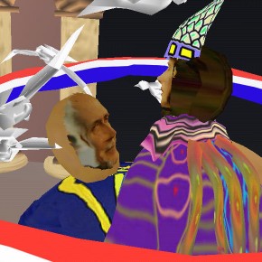 Le Technomariage, captures d’écran du programme de Réalité Virtuelle, 1999